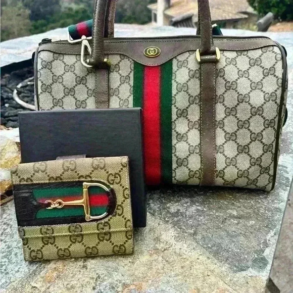Rare Vintage Gucci bundle. Gucci web supreme Boston bag w/ Wallet “ One of One” - Picture 9 of 16